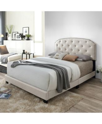 51.75 Arin Fabric, Rubberwood Queen Bed