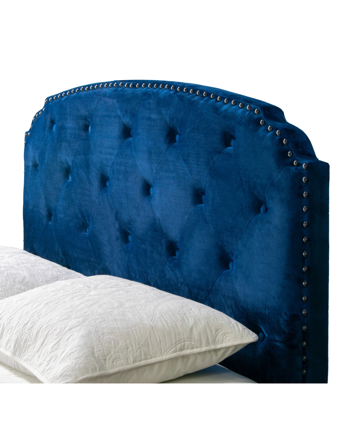 Shop Glamour Home 51.75" Arin Fabric, Rubberwood Queen Bed In Navy