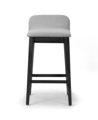 28.9" Atia Rubberwood, Fabric Counter Height Stool, Set of 2
