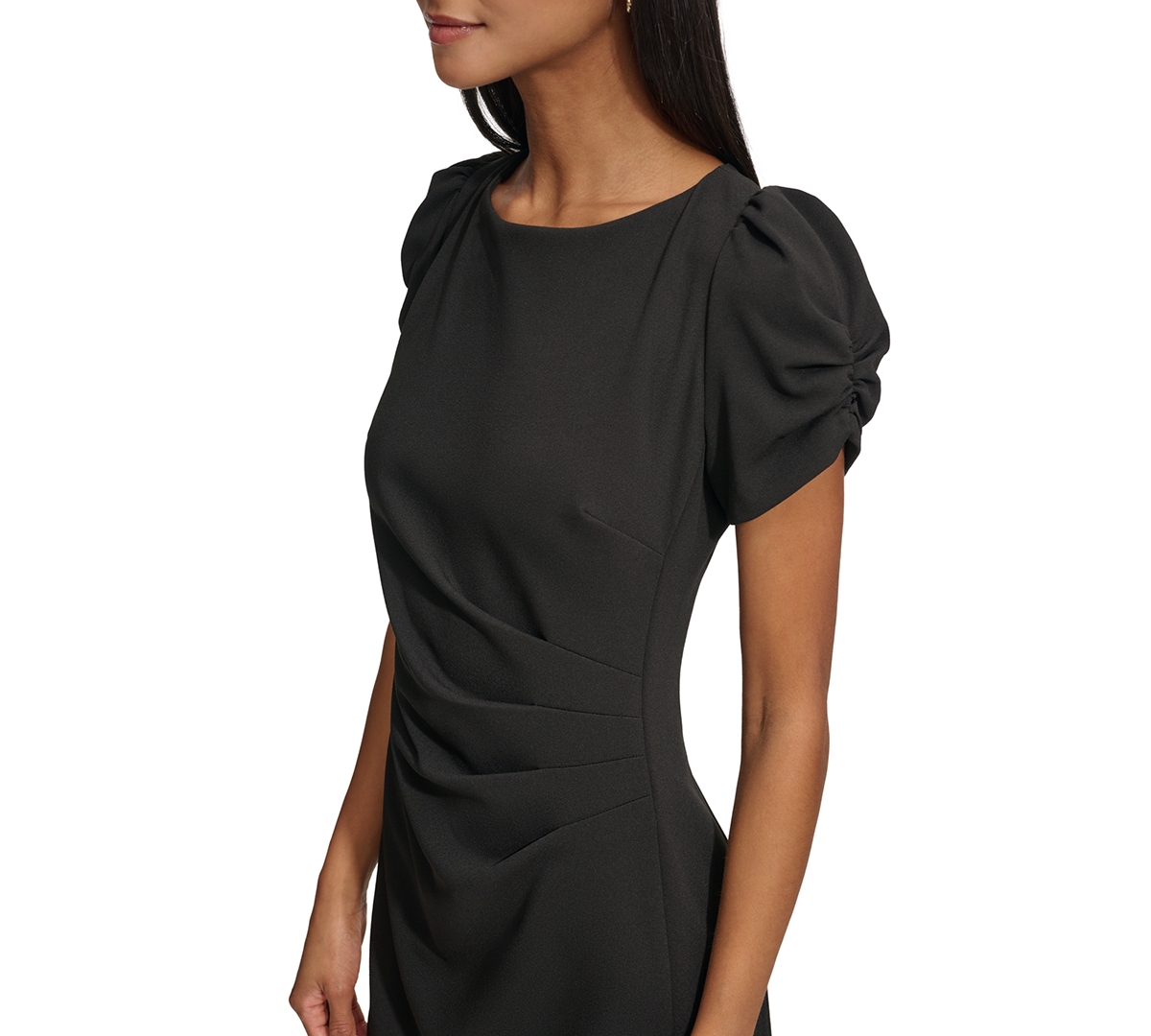 Karl Lagerfeld Paris Women's Puff-Sleeve Side-Pleated Dress