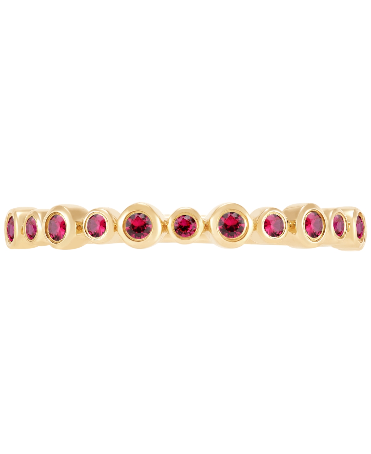 Lab-GrownBezel Ring (1/4 ct. t.w.) in 14k Gold-Plated Sterling Silver - Ruby