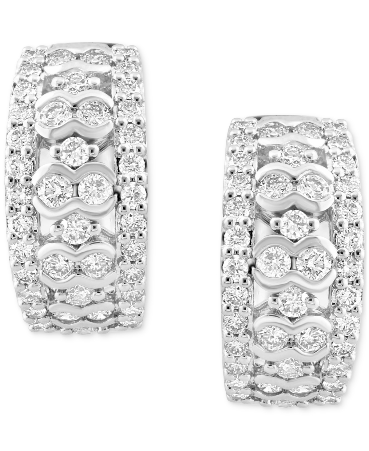 Effy Diamond Openwork Huggie Hoop Earrings (1-1/2 ct. t.w.) in 14k- White Gold