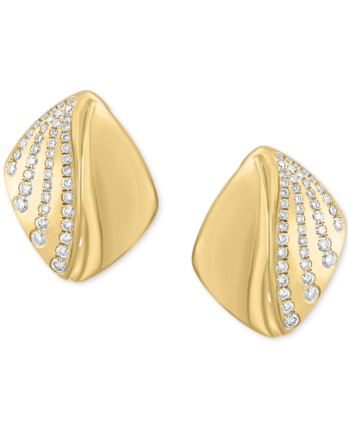 EFFY COLLECTION EFFY DIAMOND FAN DESIGN SQUARE STUD EARRINGS (1/2 CT. T.W.) IN 14K GOLD 