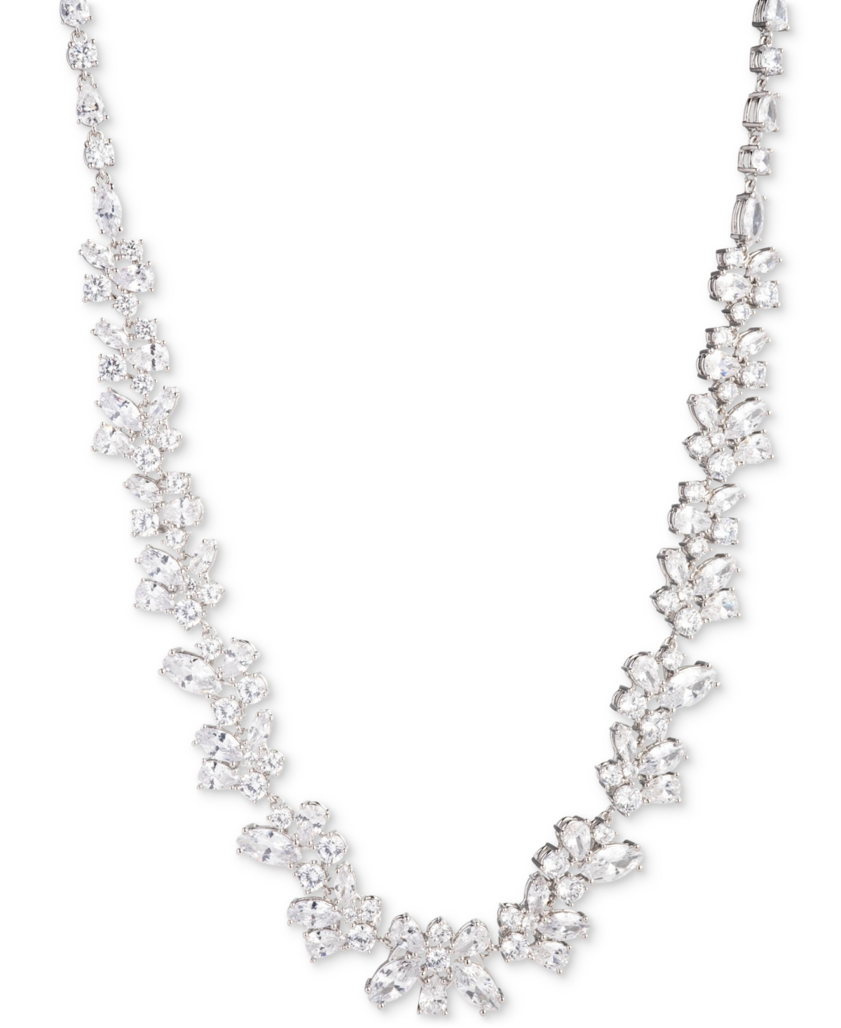 Givenchy Silver-tone Cubic Zirconia Collar Necklace, 16" + 3" Extender In Crystal Wh