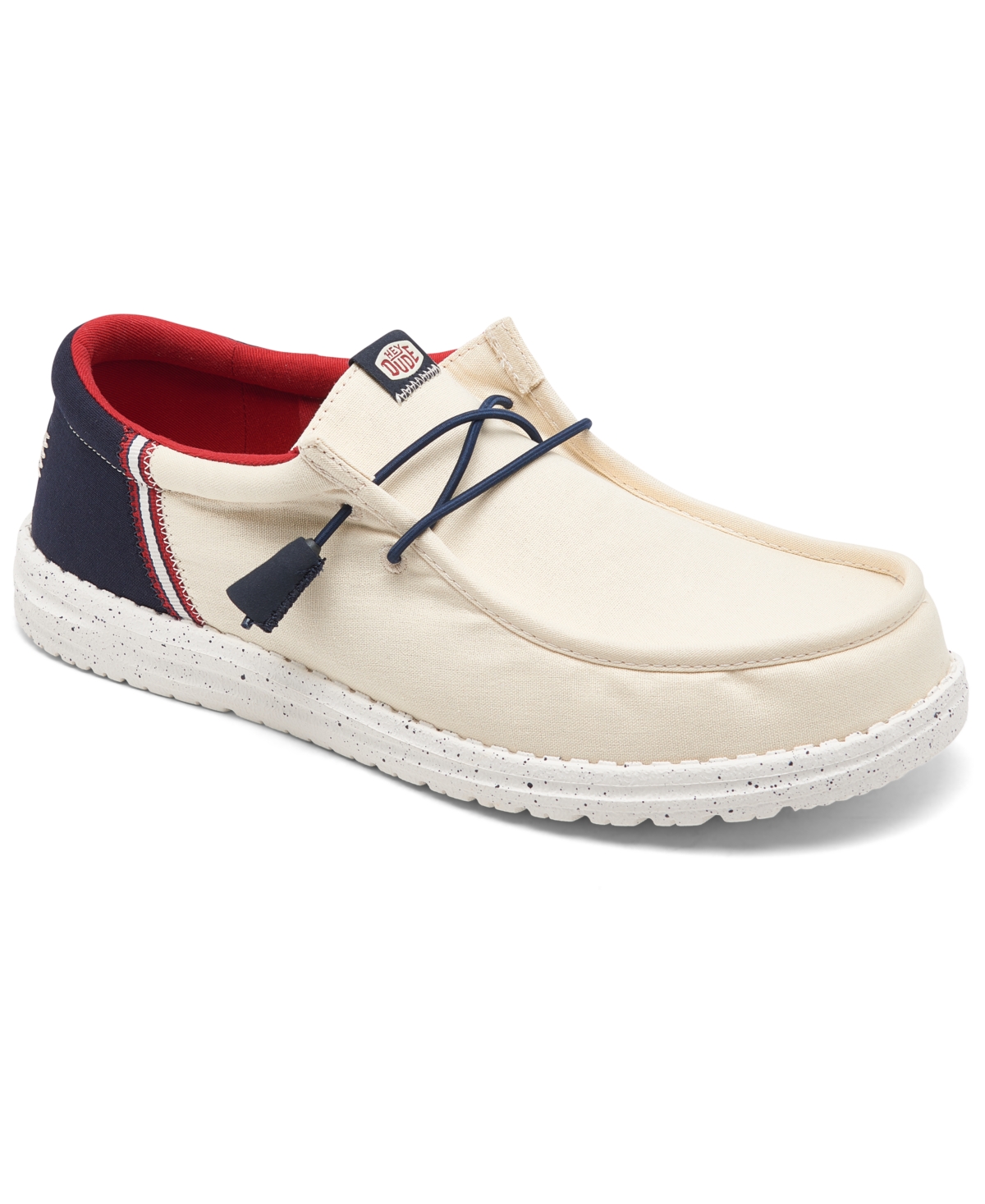 Men's Wally Funk Americana Casual Moccasin Sneakers from Finish Line - OFF WHITE/NAVY/RED