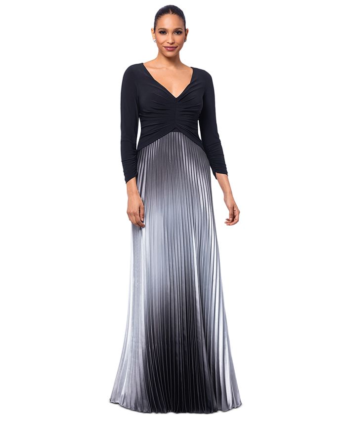 Betsy & Adam Women's Ombre Pleated Gown Black Size 4Petite main image 1