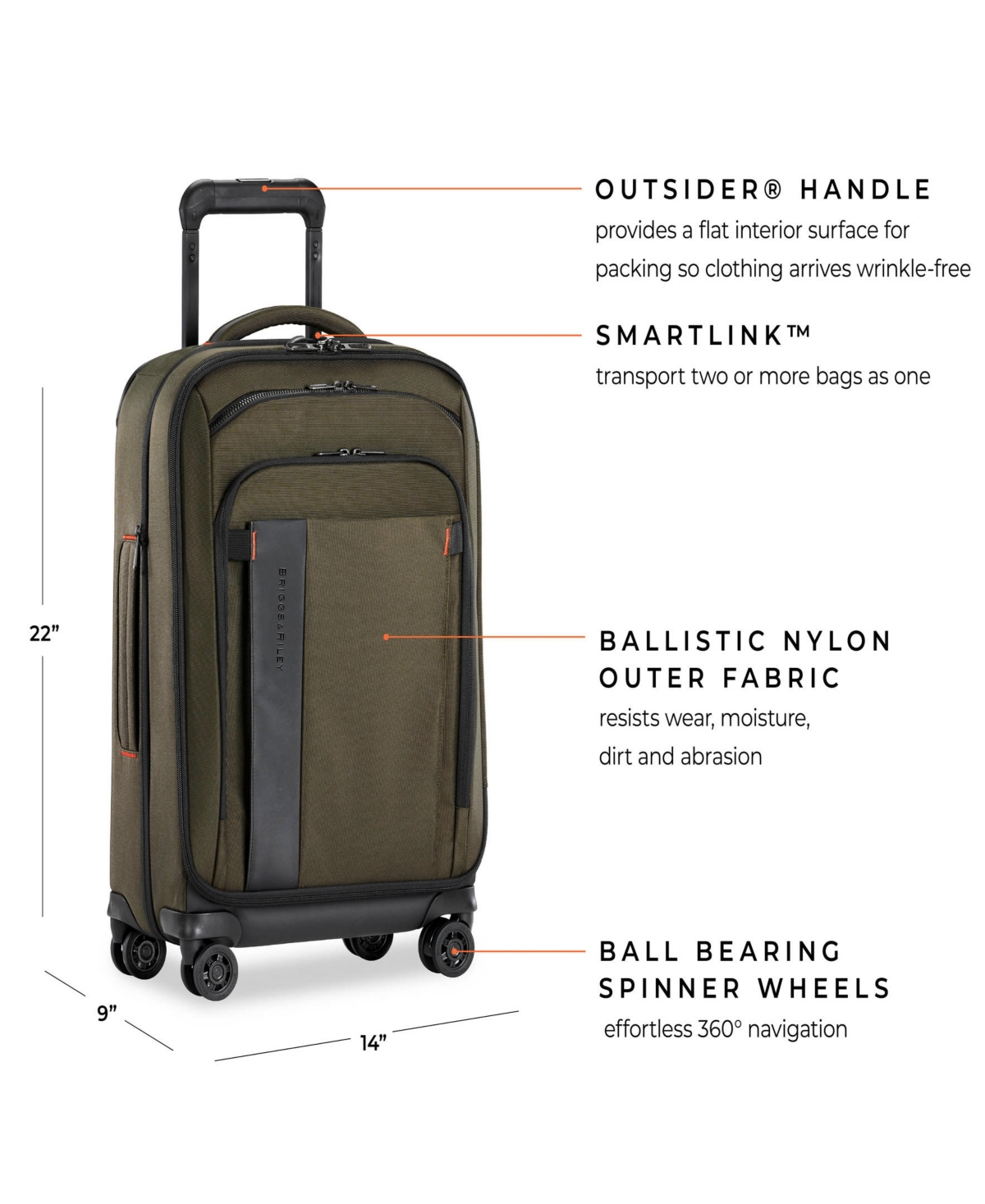 Zdx 22" Carry-on Expandable Spinner - Dark Green