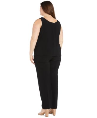 Plus Size Embroidered Duster Jacket, Tank and Pants 3-Pc. Set