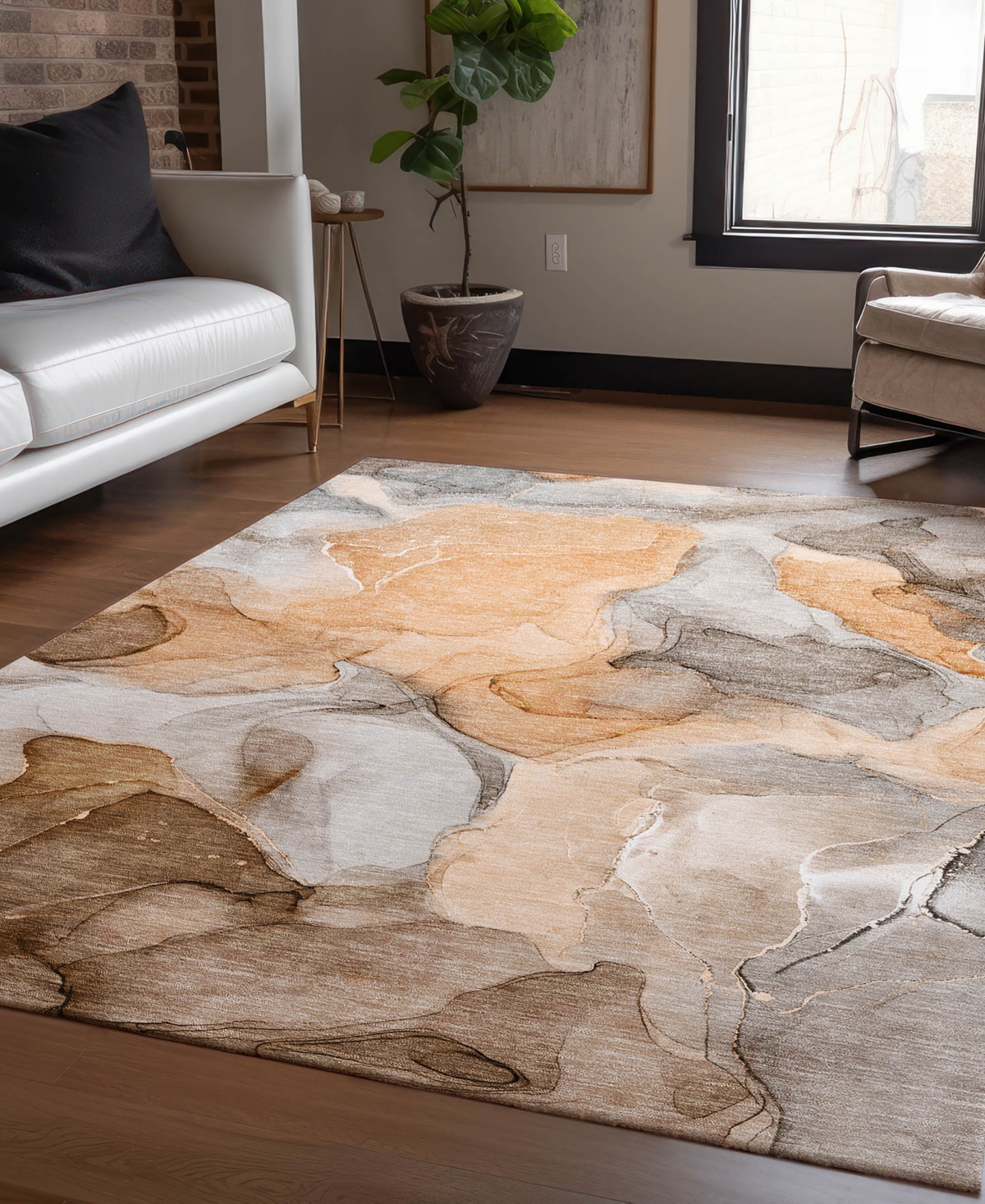 Addison Chantille Machine Washable Acn504 2'6x3'10 Area Rug In Orange