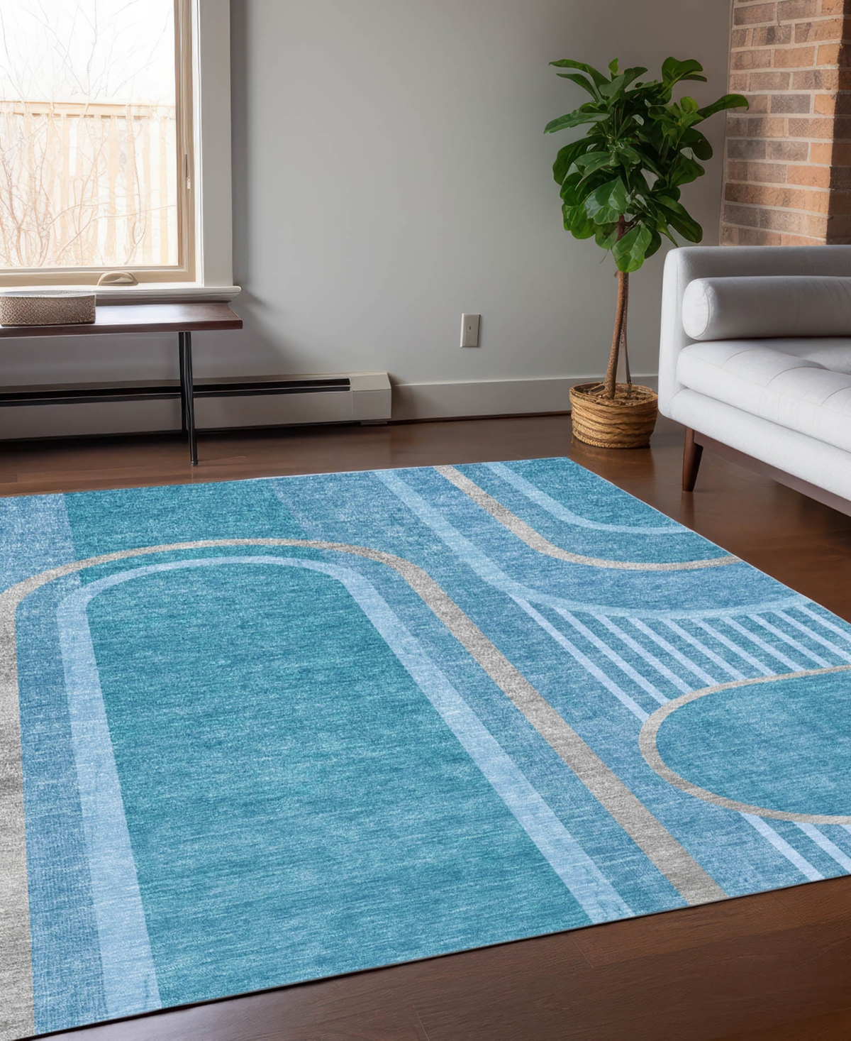 Addison Chantille Machine Washable Acn532 3'x5' Area Rug In Ocean
