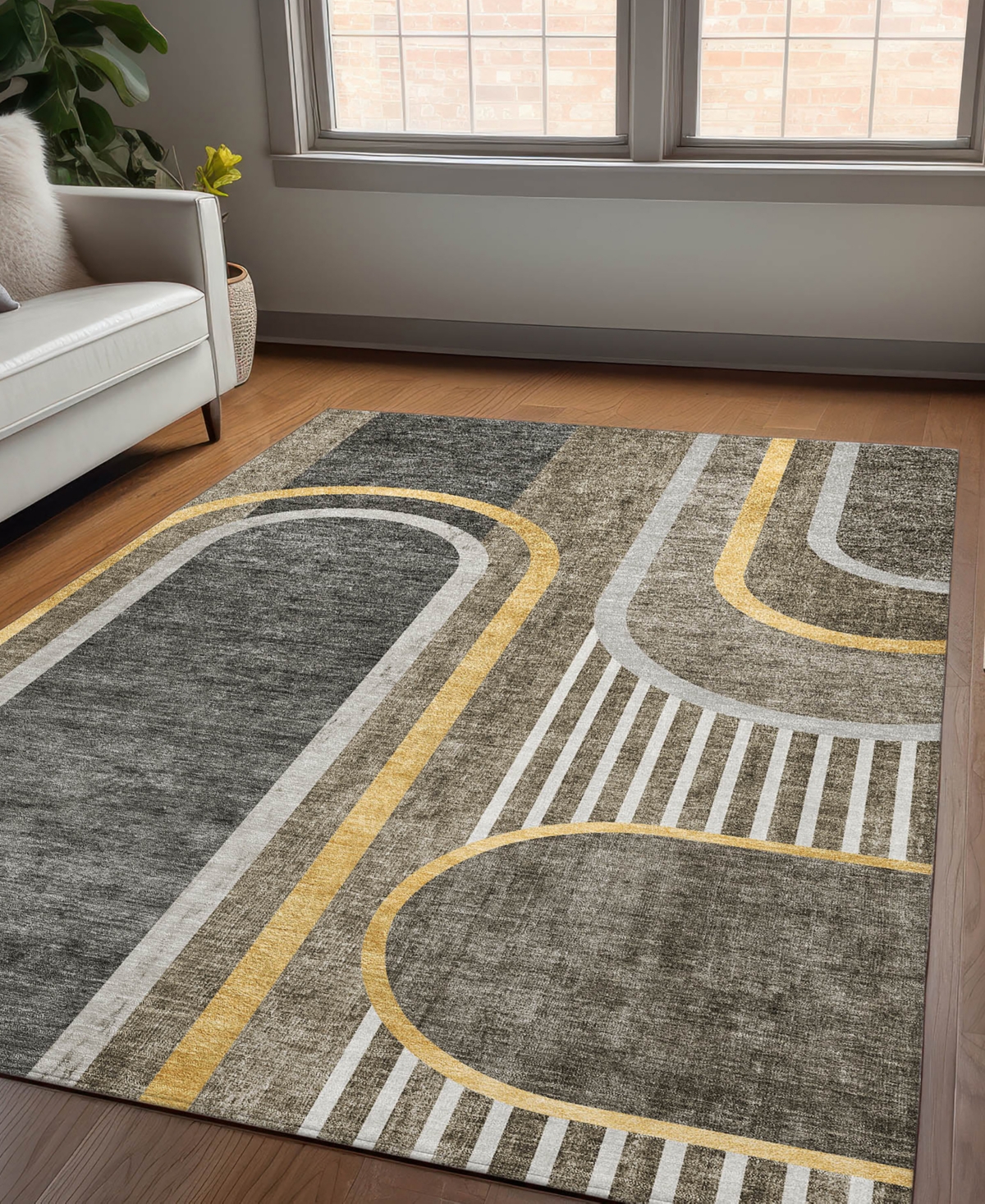 Addison Chantille Machine Washable Acn532 5'x7'6 Area Rug In Taupe