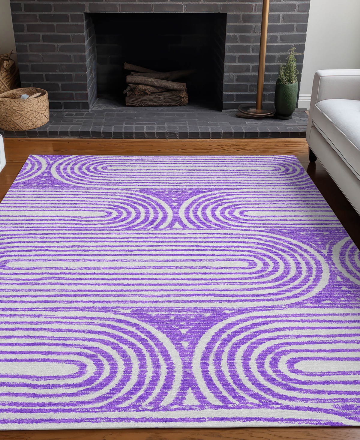 Addison Chantille Machine Washable Acn540 5'x7'6 Area Rug In Purple