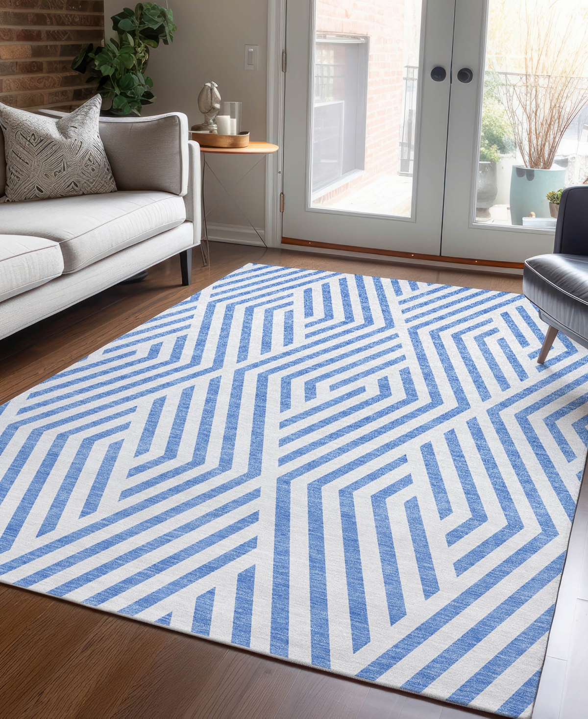 Addison Chantille Machine Washable Acn550 2'6x3'10 Area Rug In Denim