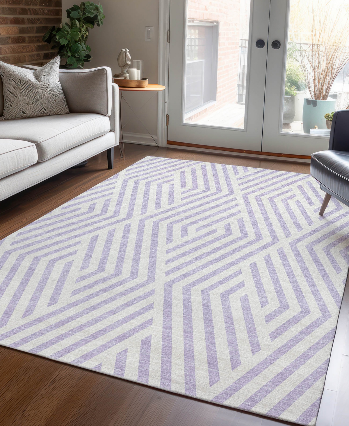 Addison Chantille Machine Washable Acn550 2'6x3'10 Area Rug In Lavender