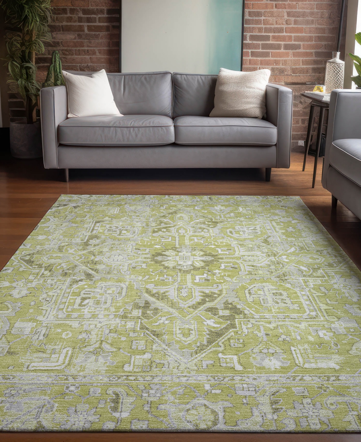 Addison Chantille Machine Washable Acn570 8'x10' Area Rug In Lime