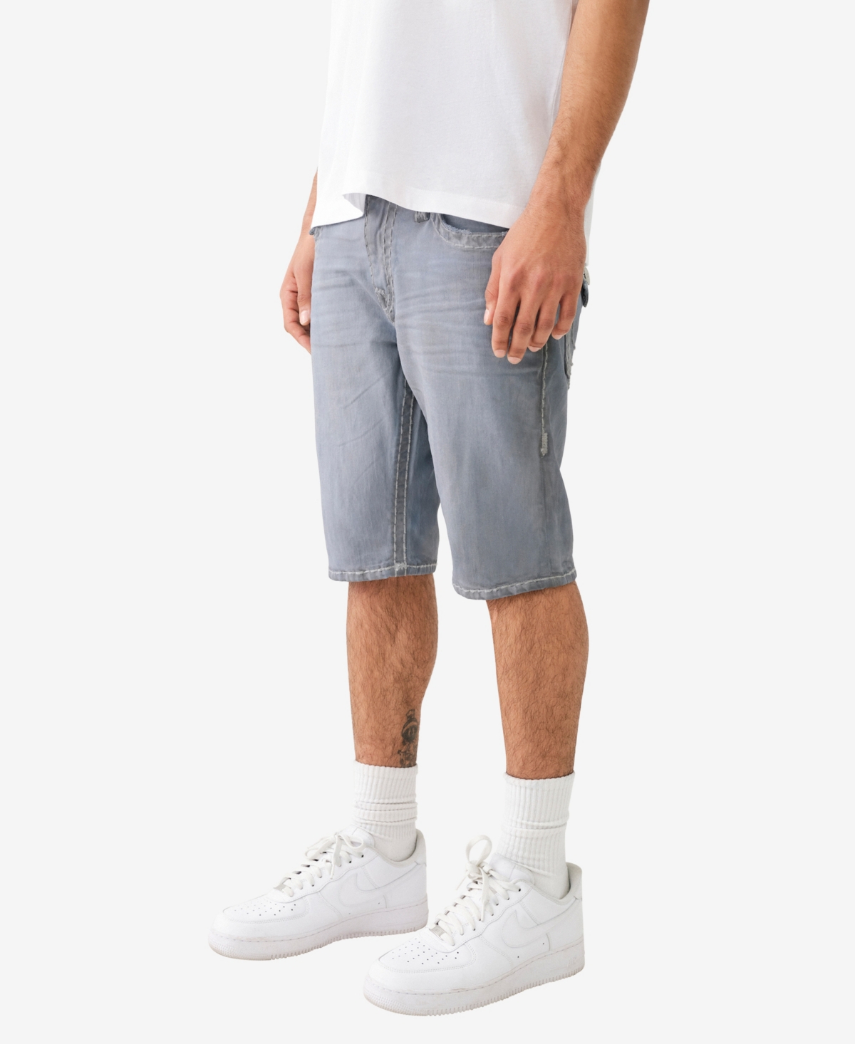 Shop True Religion Men's Rocco Flap Super T Skinny Shorts In Grey
