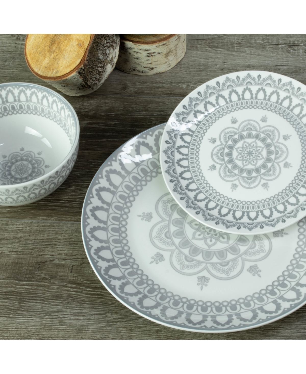 Bia Cordon Bleu 12pc Arabesque Dinnerware Set In Stone