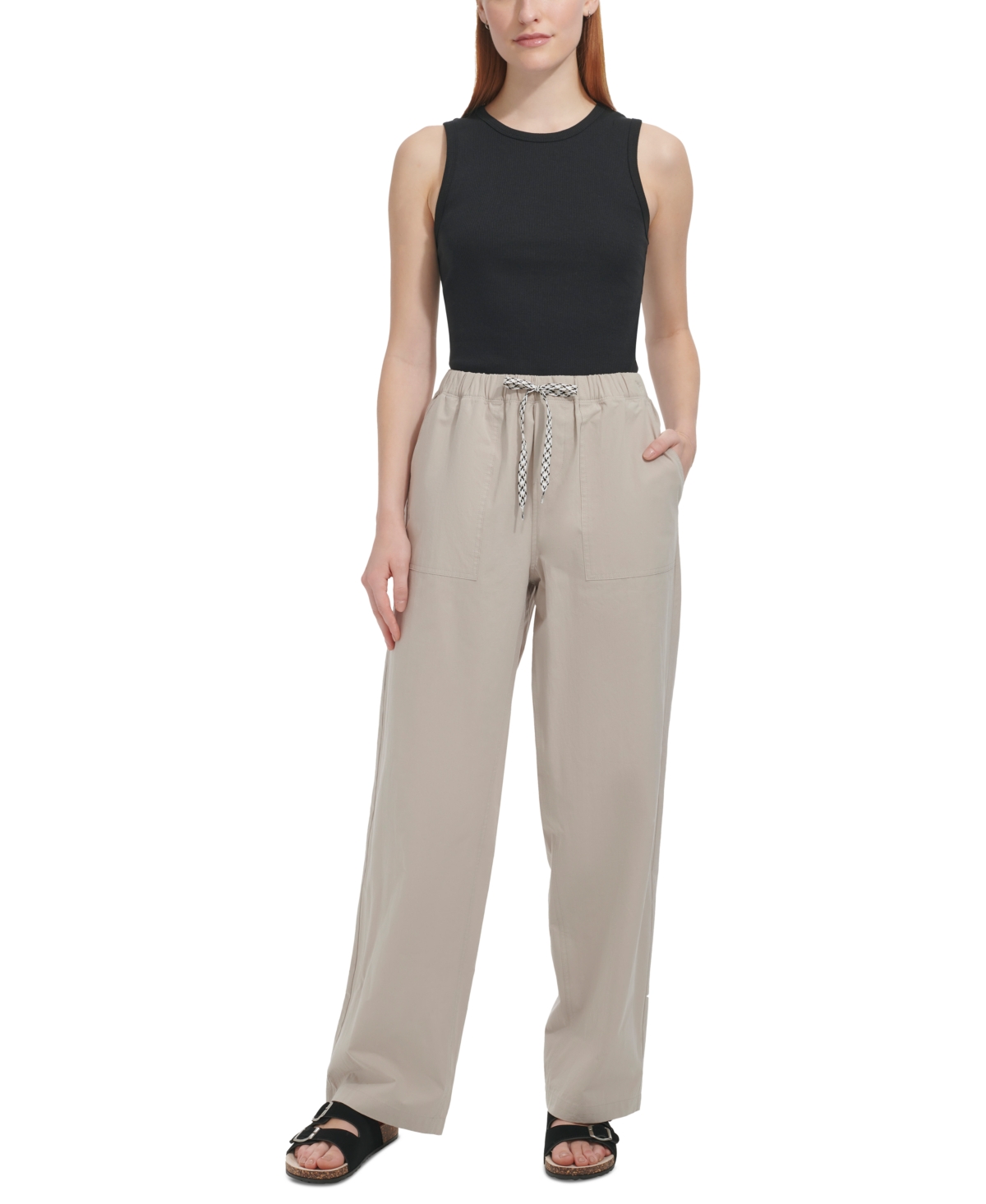 MARC NEW YORK ANDREW MARC SPORT WOMEN'S COTTON RELAXED STRAIGHT-LEG PANTS 