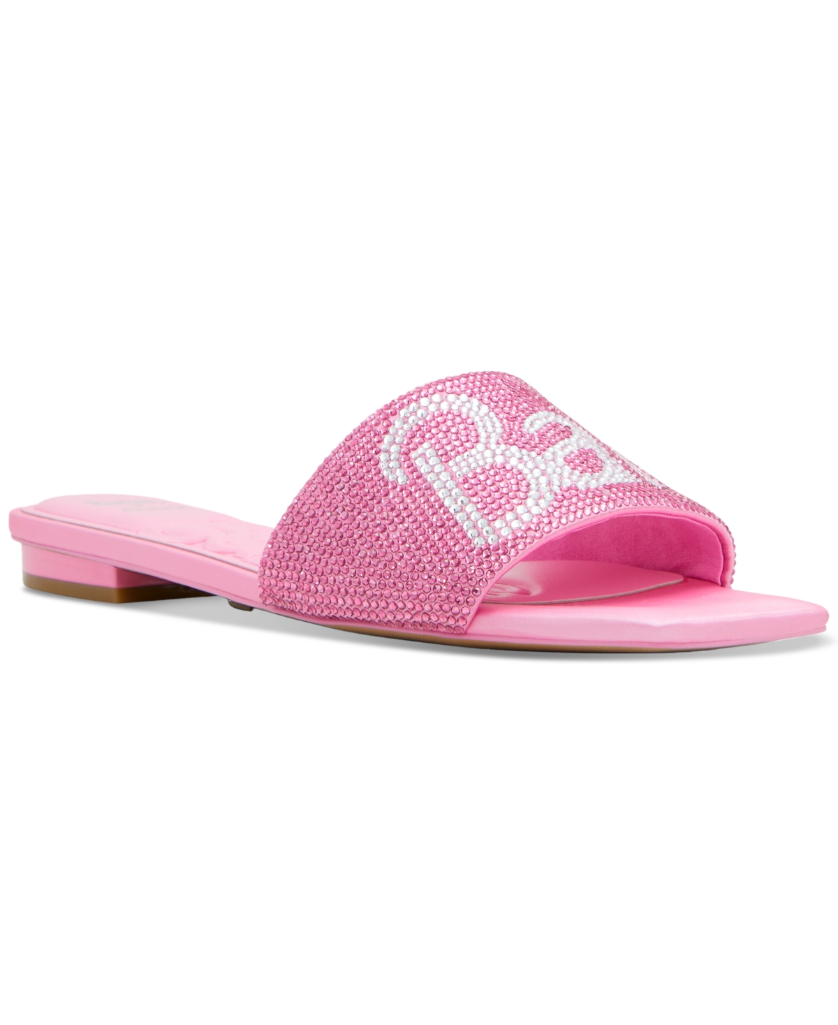 x Barbie Women's Barbieville Flat Slide Sandals - Pink Satin/Rhinestone