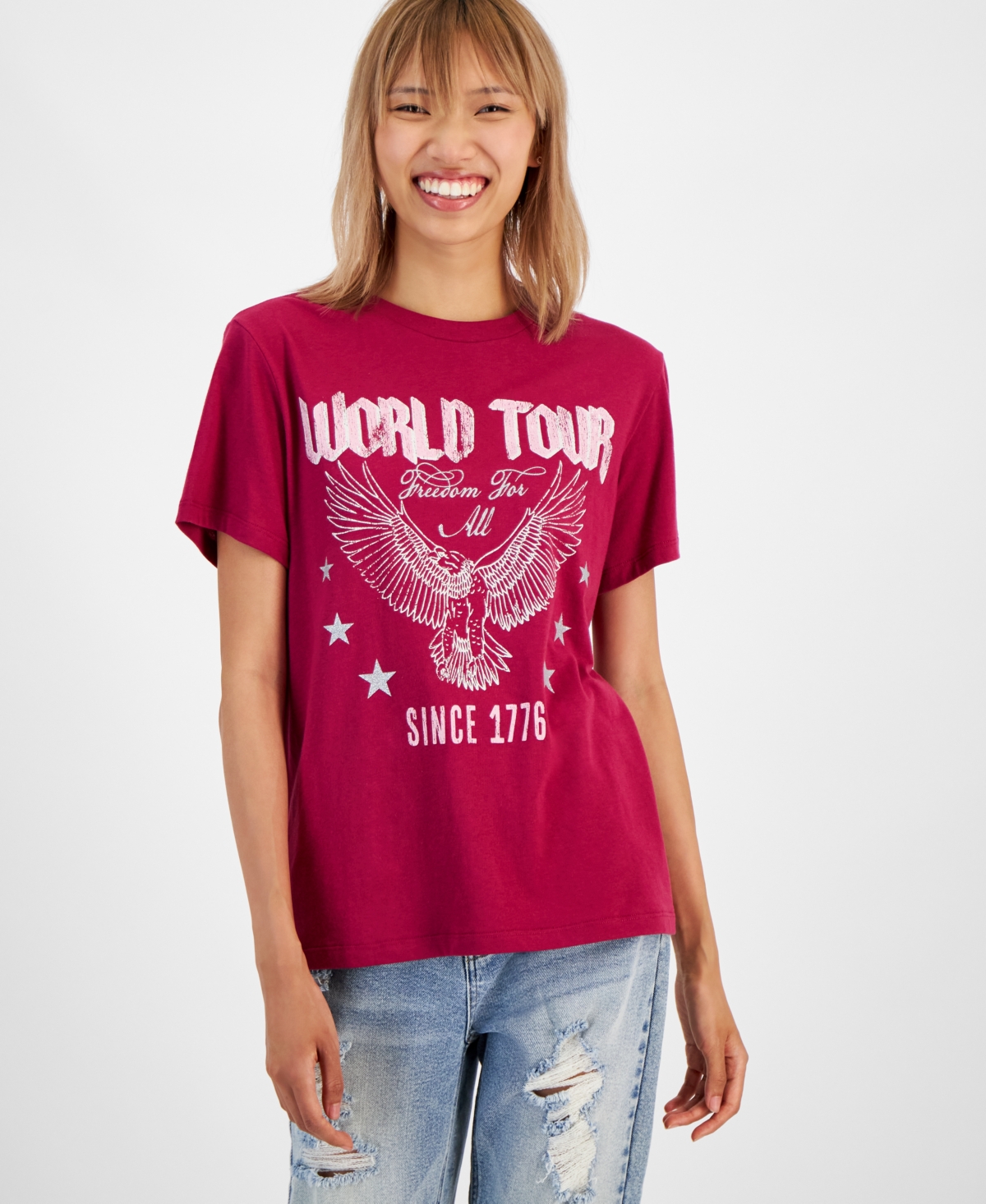 Juniors' World Tour Graphic T-Shirt - Red