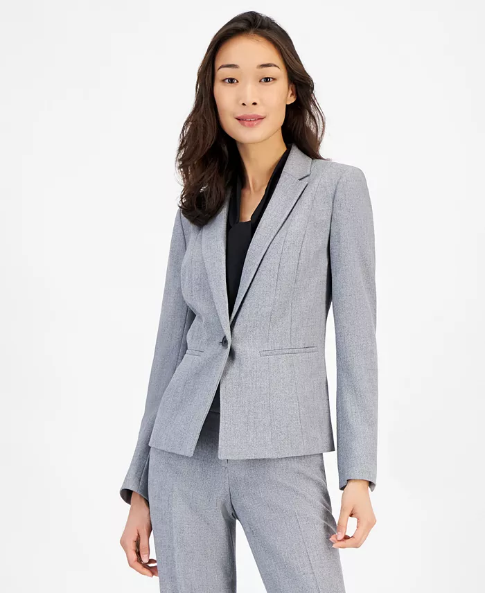 Women's Stretch Crepe One Button Blazer - thumbnail 9