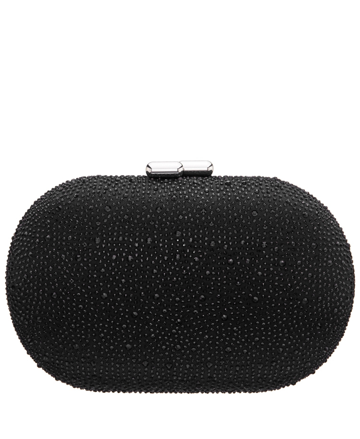 Nina Allover Crystal Oval Minaudiere In Black