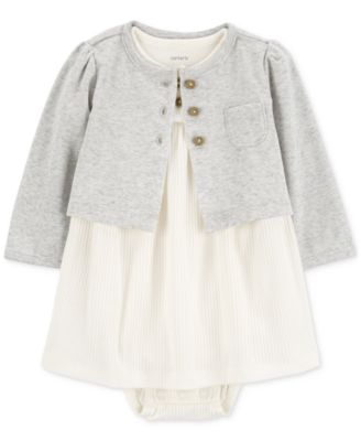 Carter's - Baby Girls Bodysuit Dress & Cardigan, 2 Piece Set