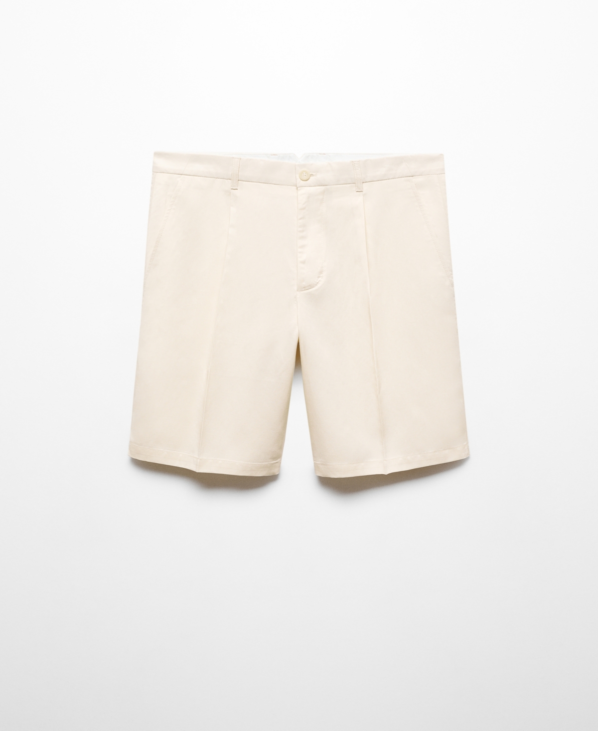 Shop Mango Men's Linen-blend Darts Detail Bermuda Shorts In Beige