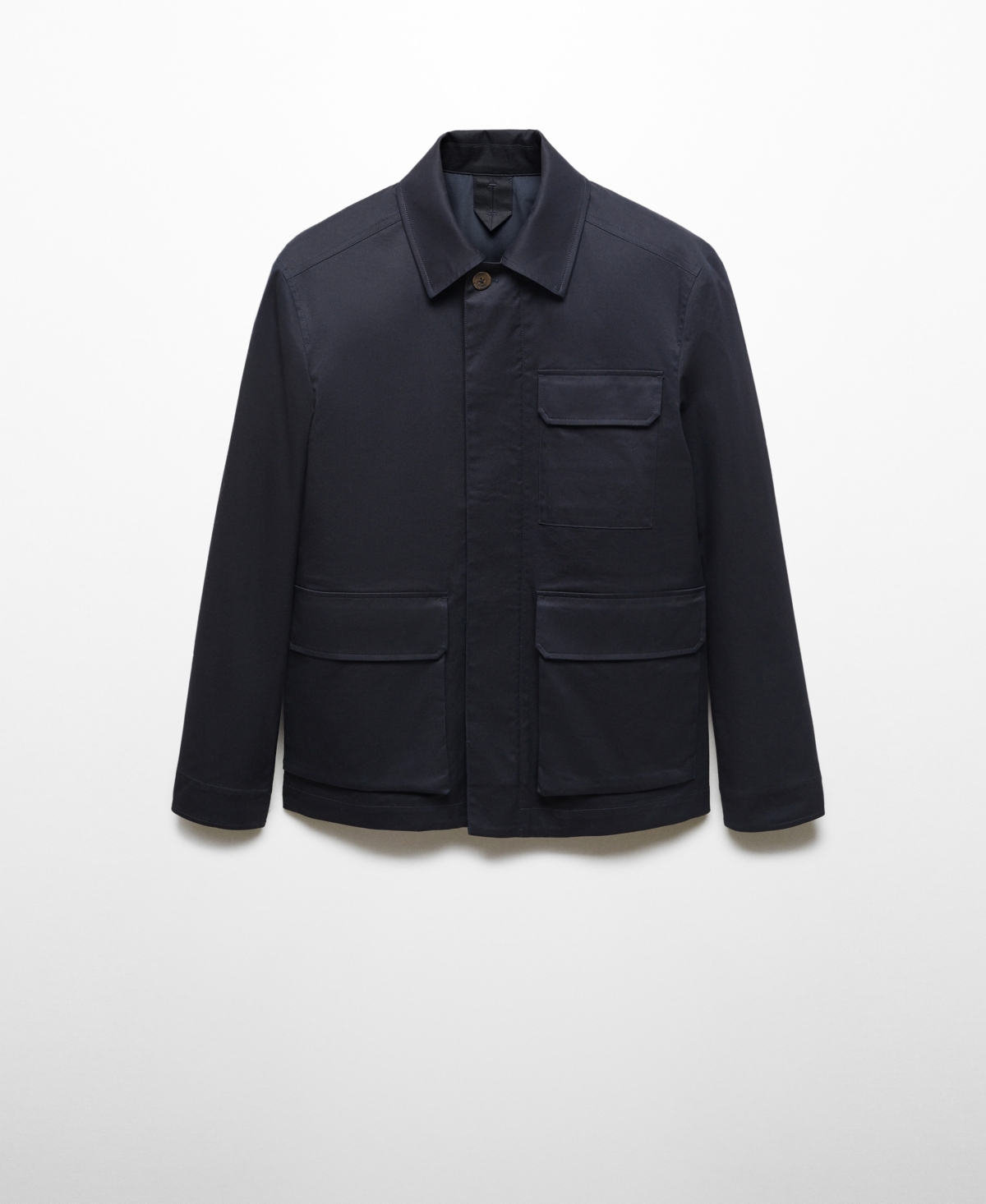 Shop Mango Men's Pocketed Cotton Jacket In Dark Navy