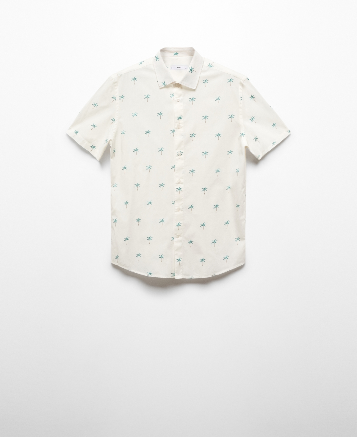 Men's Palm Print Cotton Shirt - White
