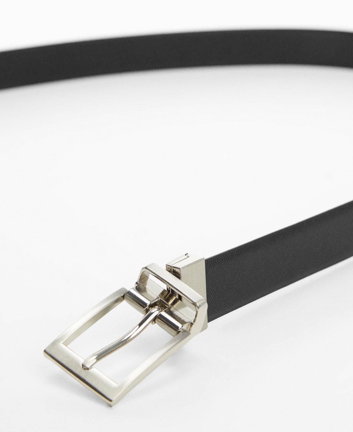 Shop Mango Men's Saffiano Leather Belt In Black