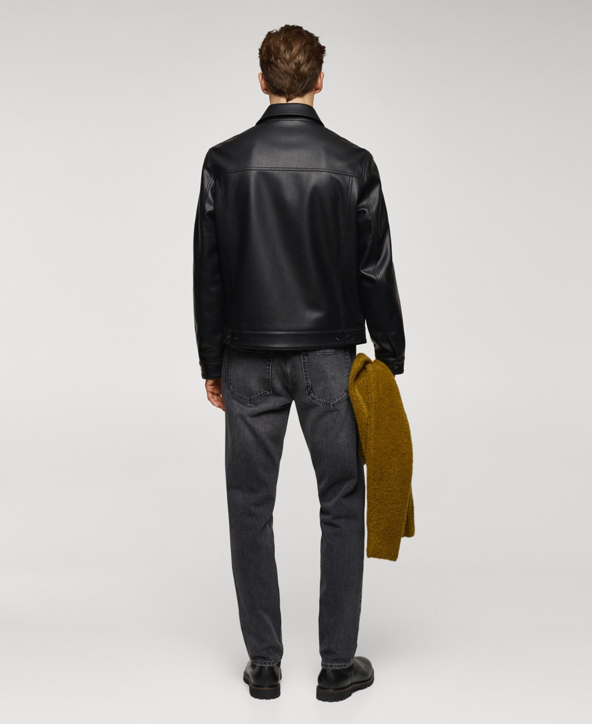 Shop Mango Men's Pockets Detail Polyurethane Jacket In Black