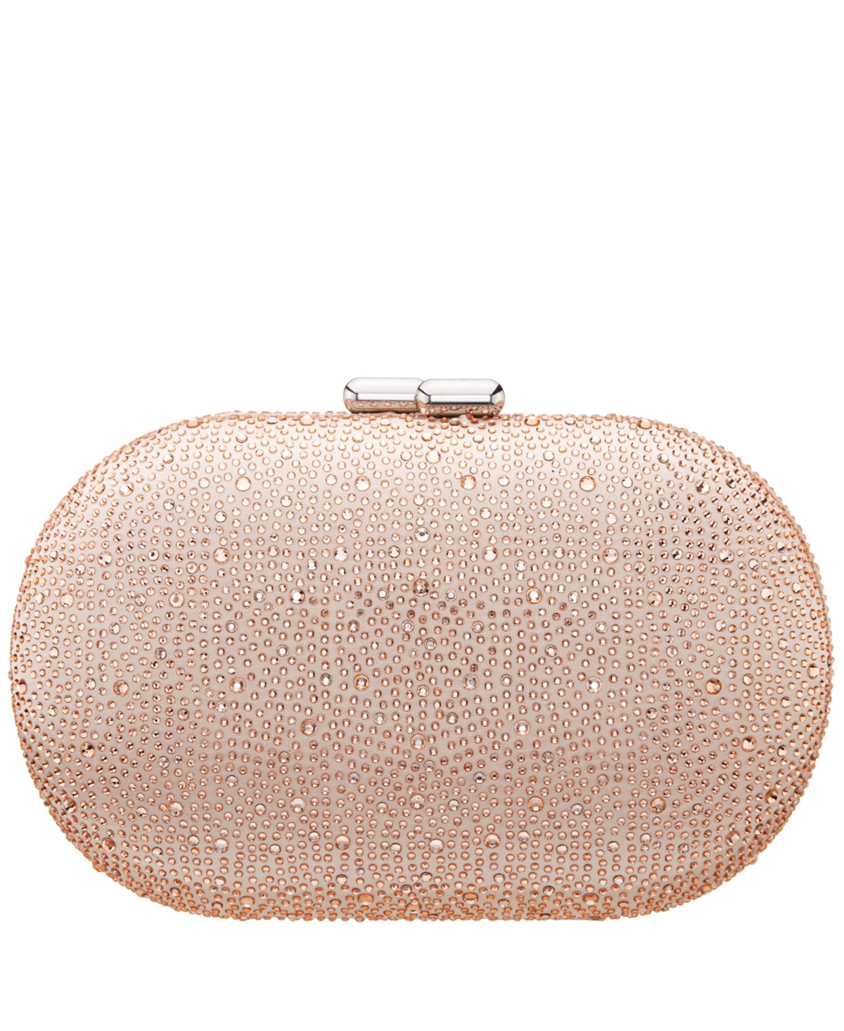 Shop Nina Allover Crystal Oval Minaudiere In Pearl Rose