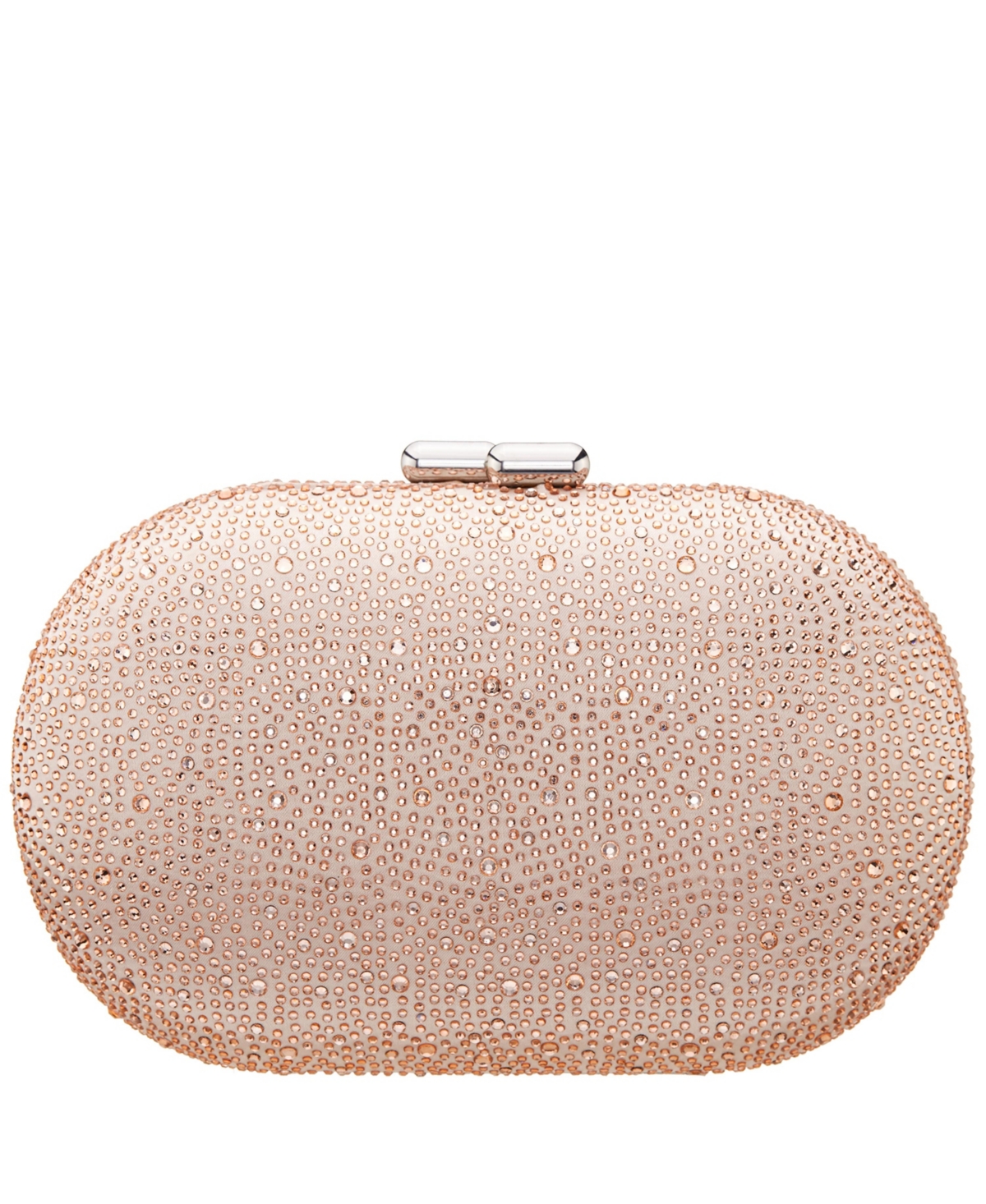 Allover Crystal Oval Minaudiere - Pearl Rose