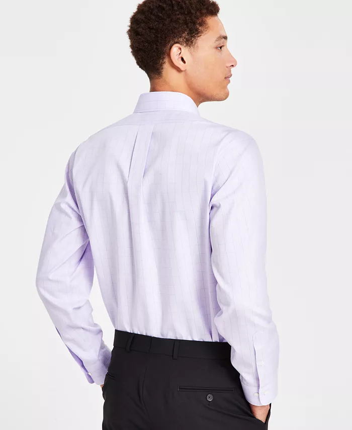 Men’s Regular Fit Non-Iron Spread Collar Check Pinpoint Dress Shirt - thumbnail 2