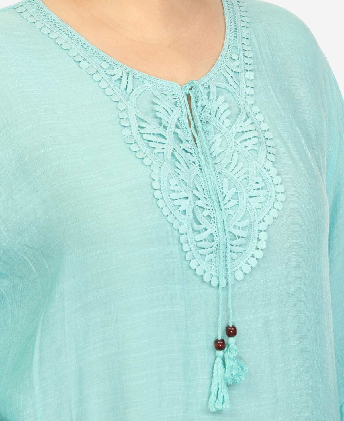 White Mark Plus Size Sheer Embroidered Knee Length Cover Up Dress