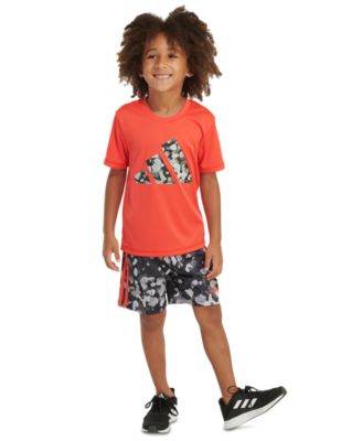 adidas - Little & Toddler Boys Short-Sleeve Logo T-Shirt & 3-Stripes Shorts, 2 Piece Set
