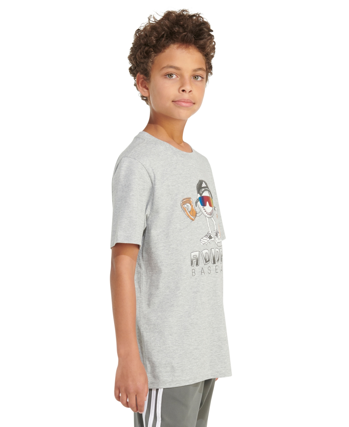 Shop Adidas Originals Big Boys Short-sleeve Baseball Mascot Graphic Heather T-shirt In Gry Heathr