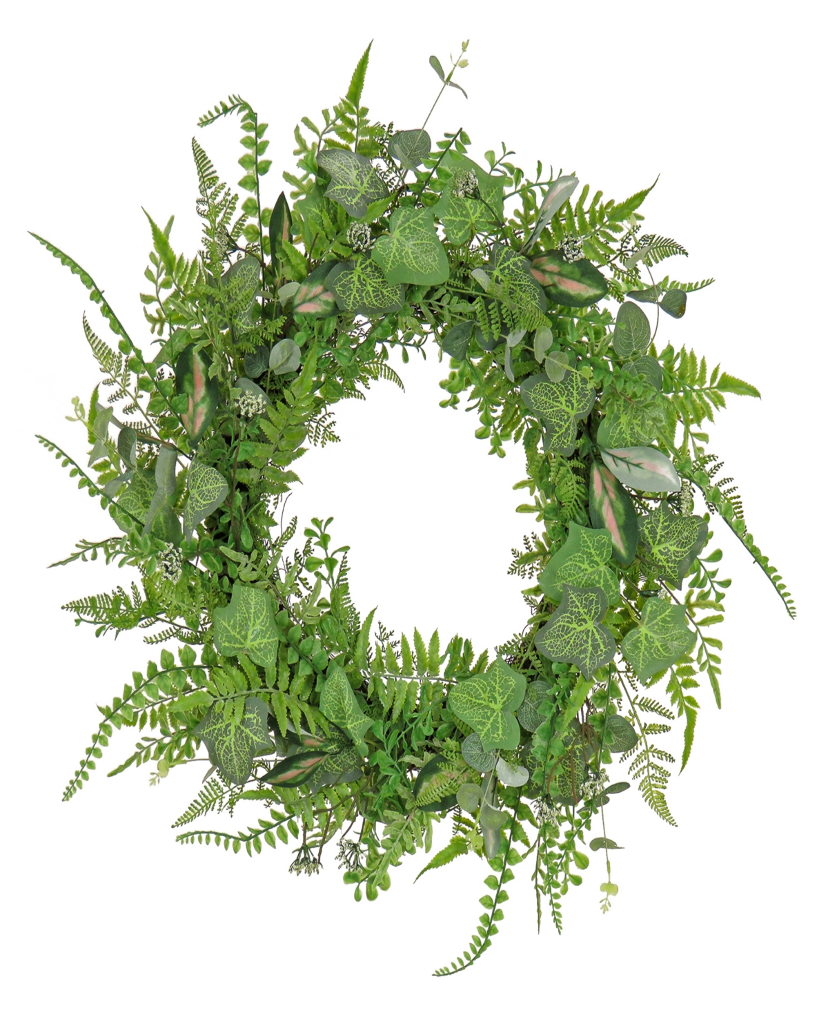 26 Mixed Leaf Greenery Wreath - Green