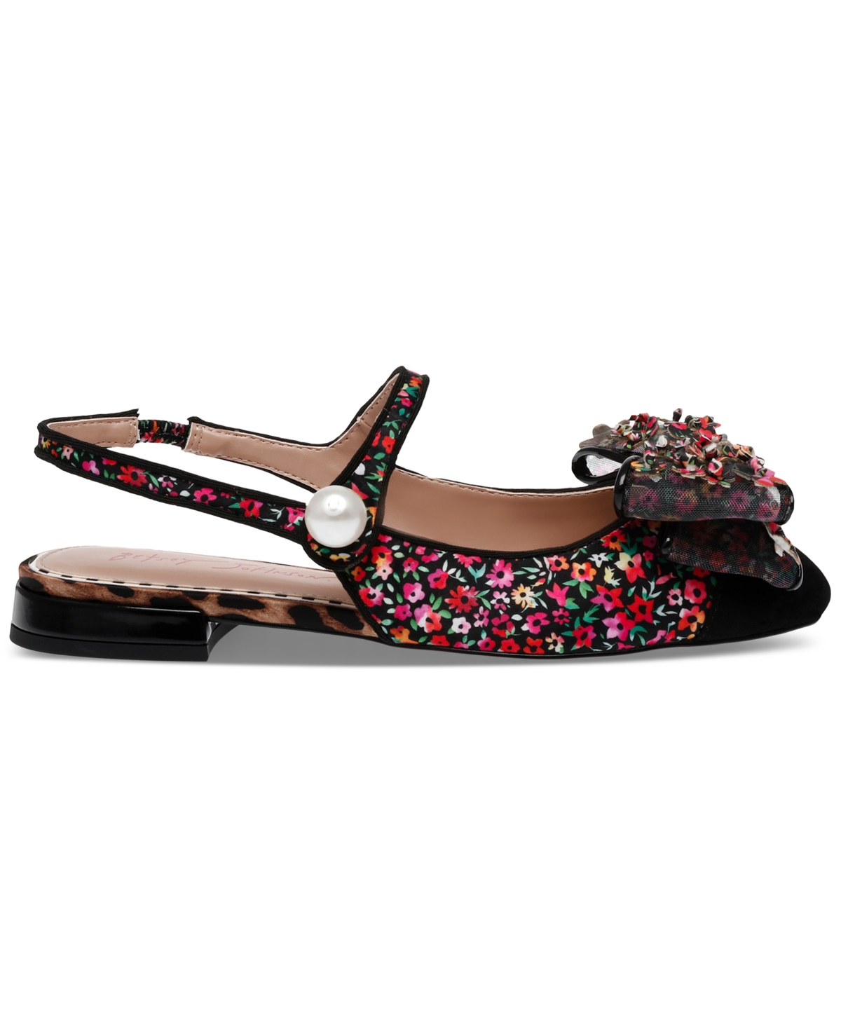 Betsey Johnson Women's Livy Embellished Bow Mary-Jane Flats