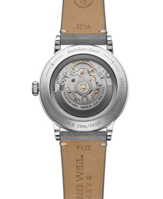 Men's Swiss Automatic Millesime Gray Leather Strap Watch 40mm