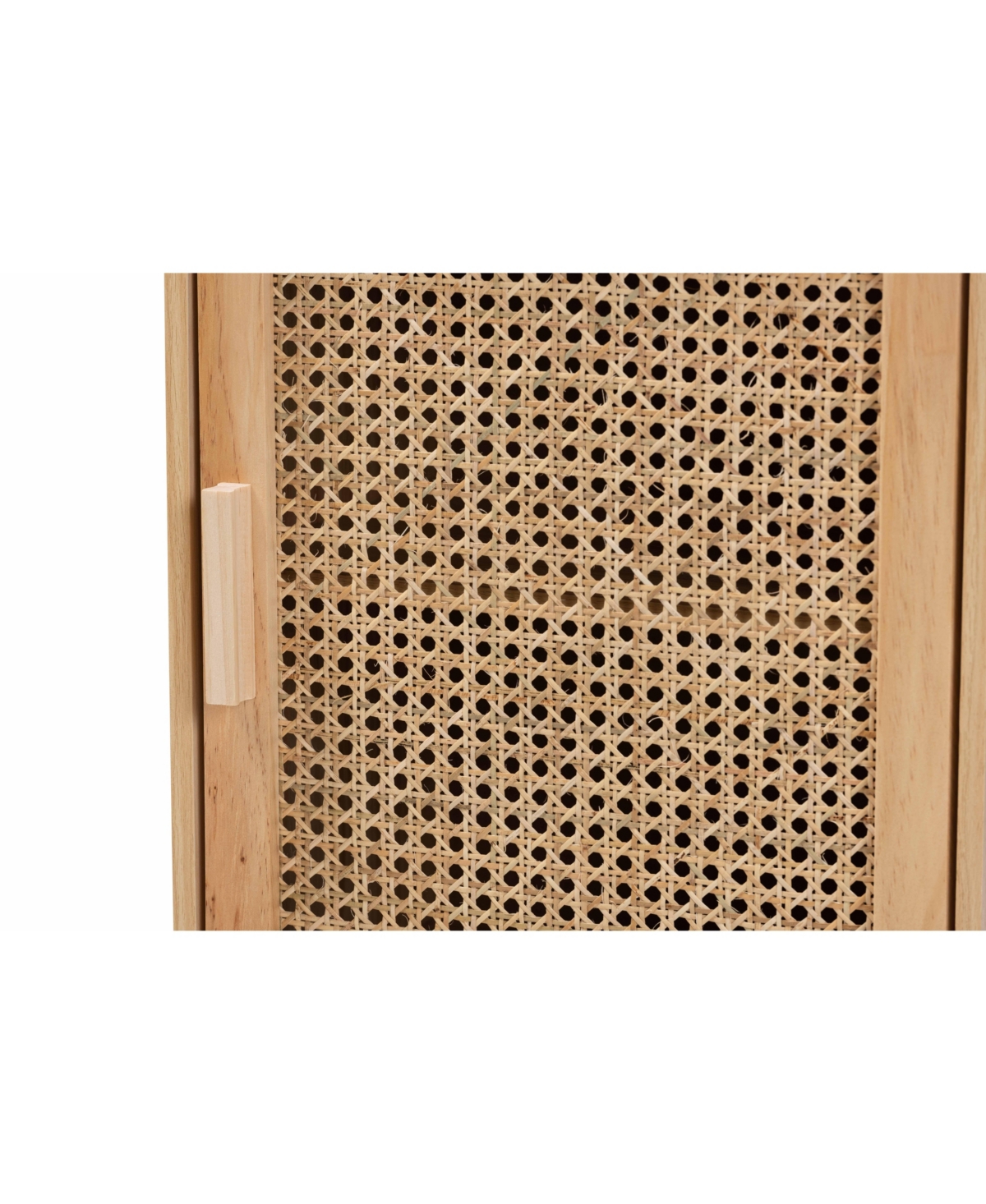 Baxton Studio Maclean Mid-century Modern Rattan And Natural Brown Finished Wood 1-door End Table In Beige,natural Brown