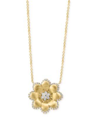 EFFY Collection - Diamond Flower 18" Pendant Necklace (5/8 ct. t.w.) in 14k Gold