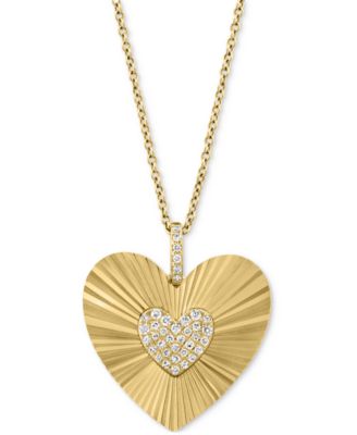 EFFY&reg; Diamond Heart Cluster Sunray 18" Pendant Necklace (1/6 ct. t.w.) in 14k Gold