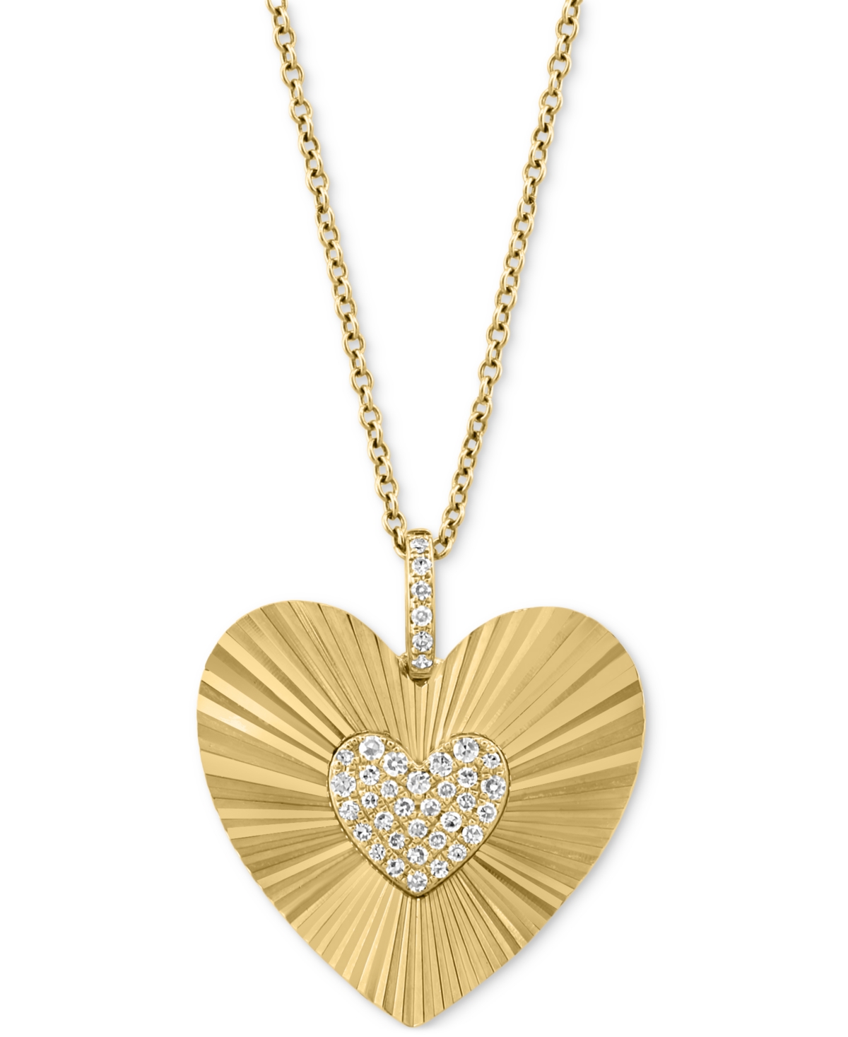 Effy Collection Effy Diamond Heart Cluster Sunray 18" Pendant Necklace (1/6 Ct. T.w.) In 14k Gold In Yellow Gol