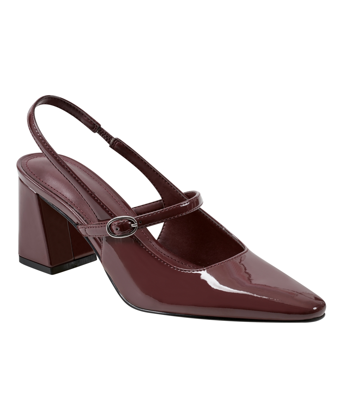 Marc Fisher Women's Lanai Block Heel Dress Snip Toe Slingbacks In Medium Natural Patent