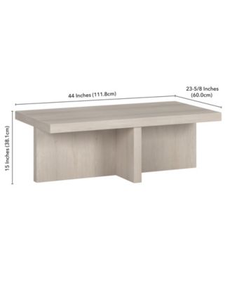 Elna 44" Wide Rectangular Coffee Table in Alder White