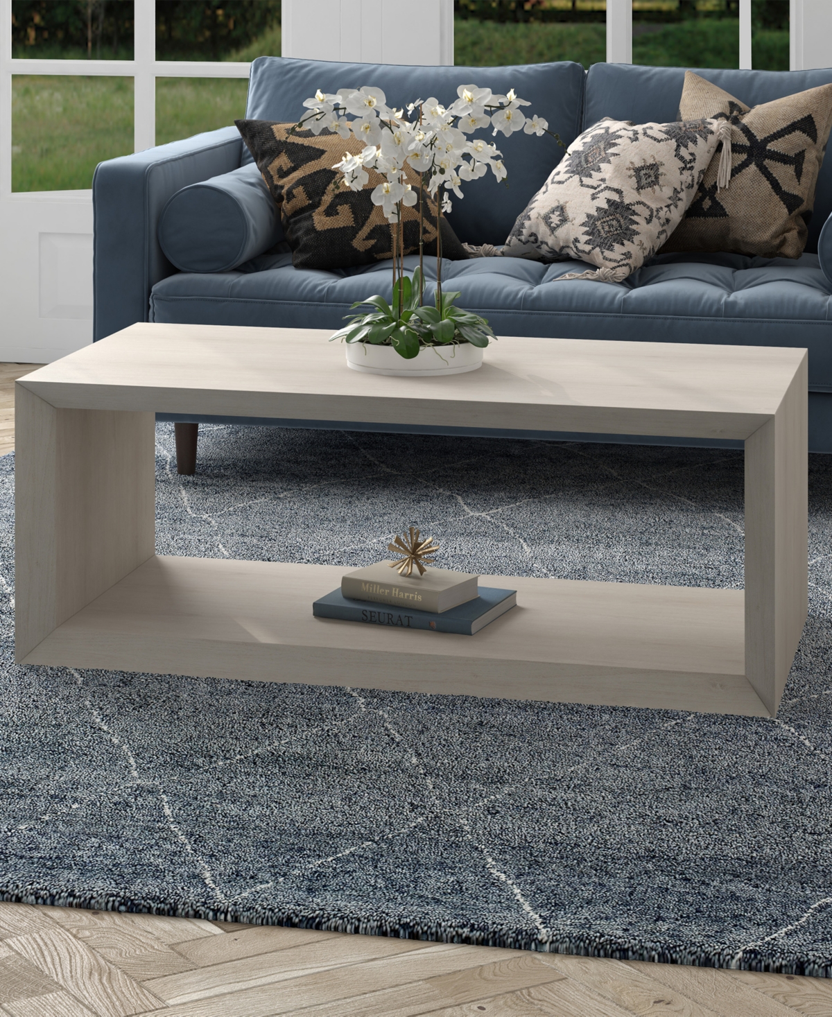 Hudson & Canal Osmond 48" Wide Rectangular Coffee Table In Alder White In Alder White