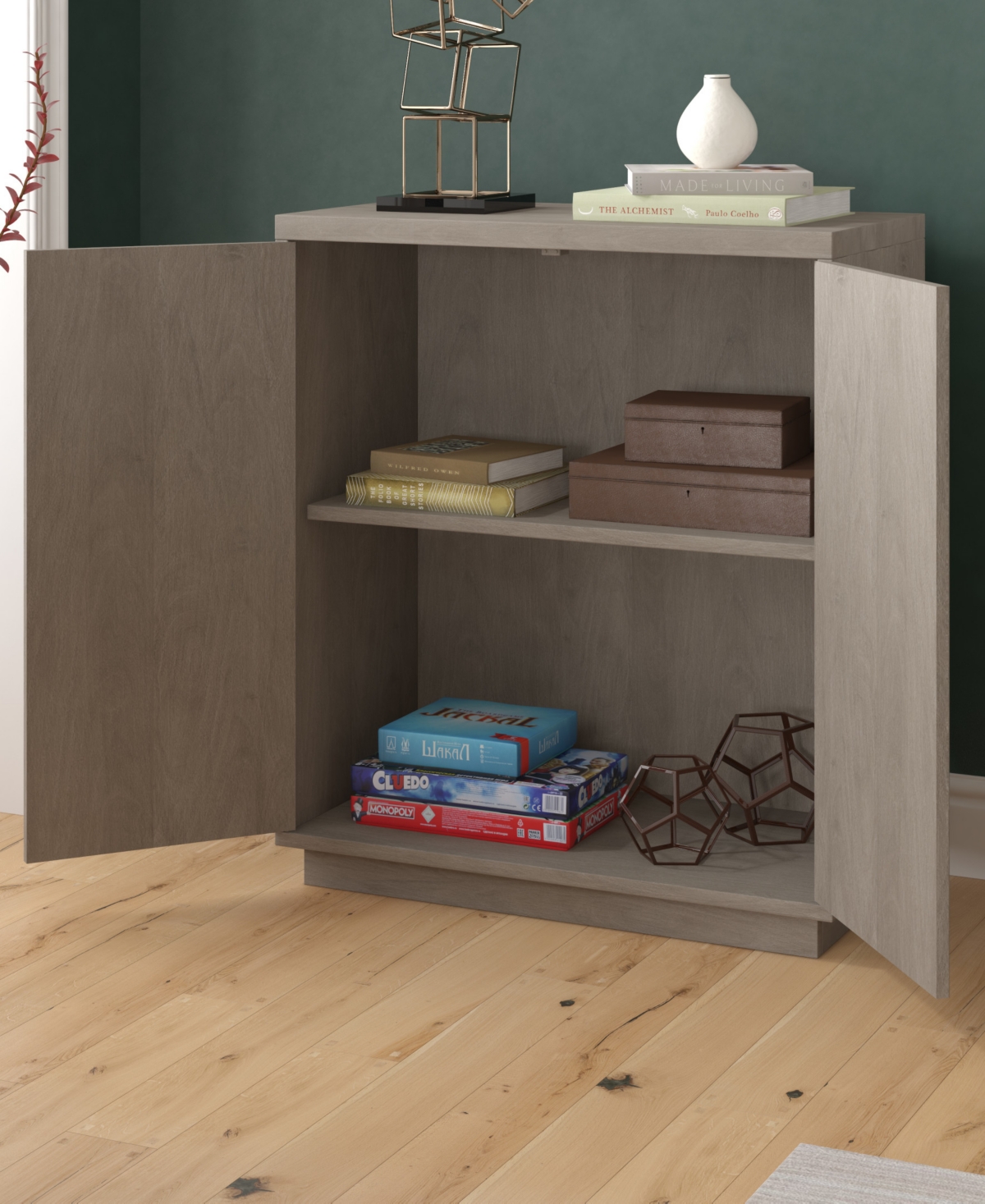 Hudson & Canal Alston 28" Wide Rectangular Accent Cabinet In Antiqued Gray Oak In Antiqued Gray Oak