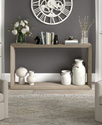 Osmond 55" Wide Rectangular Console Table in Antiqued Gray Oak